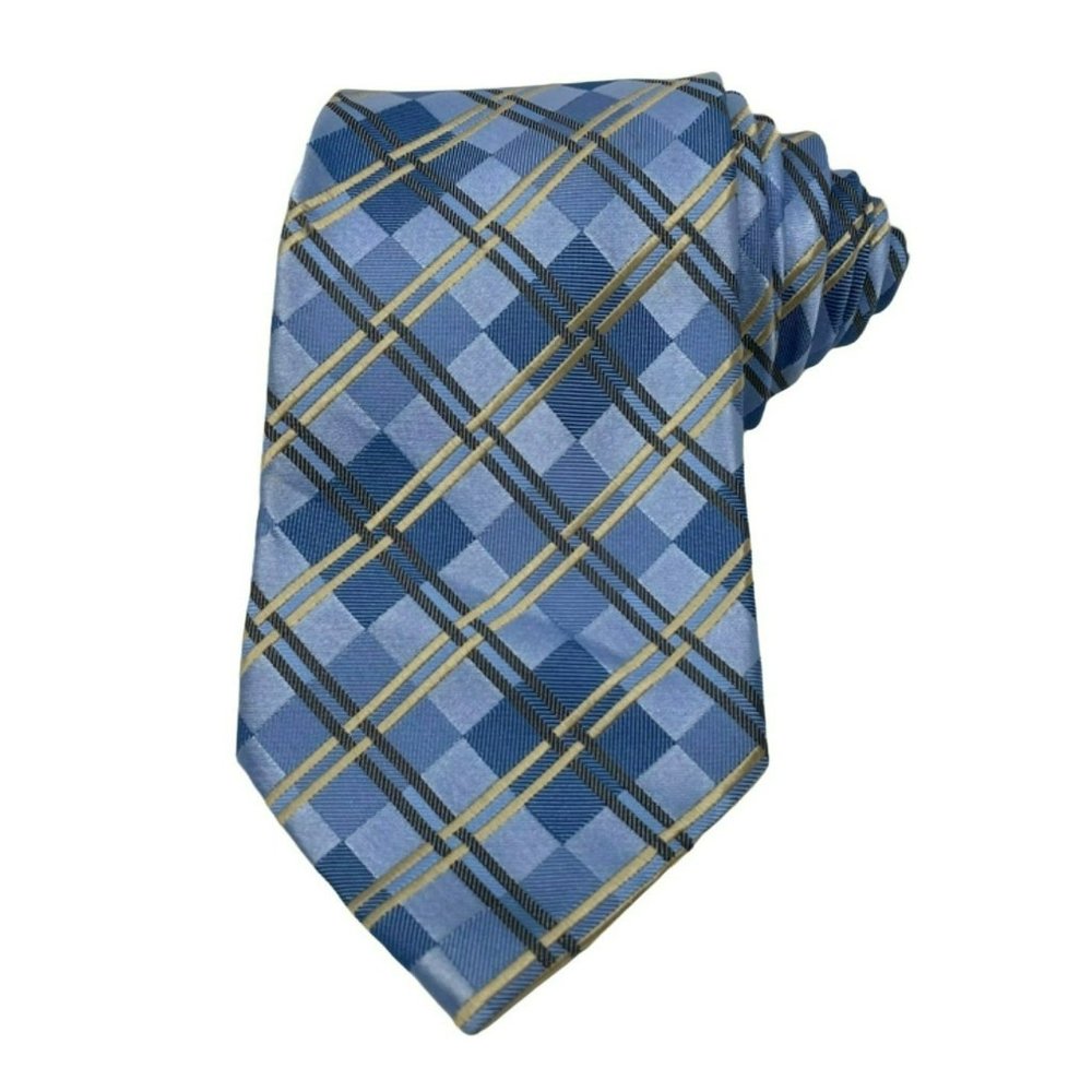 Geoffrey Beene 100% Silk Blue Geometric Tie, RN43170 CA31794. NWOT